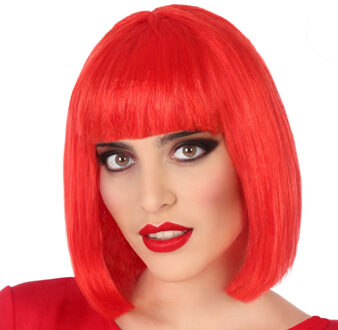 Atosa Verkleedpruik voor dames half lang haar - Rood - Bob lijn - Carnaval/party