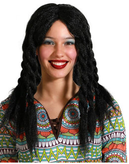 Atosa Verkleedpruik voor dames - zwart - Hippie/Rasta - Carnaval - lang haar - met dreadlocks