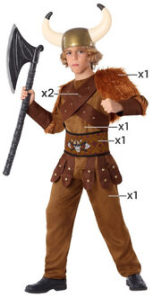Atosa Viking verkleed kostuum Sigurd - kinderen - bruin - carnaval - 6-delig