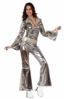 Atosa Zilveren disco jumpsuit voor dames M/l