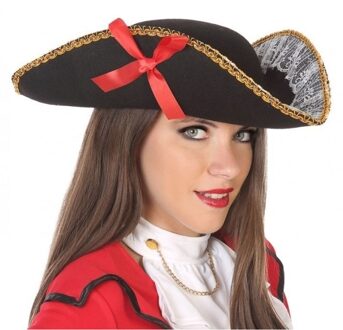 Atosa Zwarte piraten driesteek hoed voor volwassenen