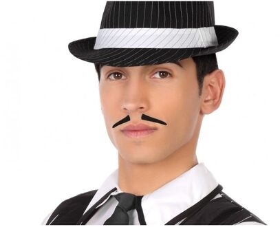 Atosa Zwarte potlood/maffia snor verkleed accessoire - nep snorren/plaksnorren