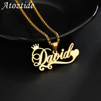 Atoztide 2020 New with Personalized Name Necklaces for Women Nameplate Jewelry Stainless Steel Custom Letter Necklace Gift