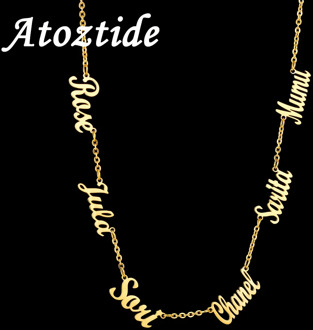 Atoztide Custom Multiple Personalized Name Necklaces Jewelry Chain Pendant name gold necklace for women stainless steel Gifts