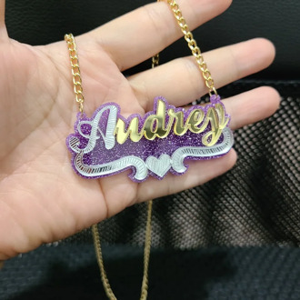 Atoztide Customized Fashion acrylic Name Necklace Personalized Letter Gold Choker Necklace Pendant Nameplate Gift