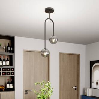 Atria plafondlamp, rookgrijs/zwart, hoogte 76 cm, 2-lamps. zwart, rookgrijs