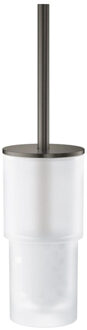 Atrio toiletborstel set - Met houder - Hard graphite geborsteld (mat donkergrijs)