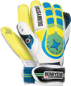 Attack XP 12 Keepershandschoenen Junior Keepershandschoenen - Unisex - wit/geel/blauw Maat 2/ Lengte hand 14cm