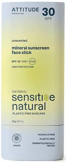Attitude Sunly Gezichtszonnebrandstick SPF30 Gevoelige Huid Parfumvrij
