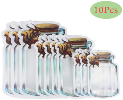Atucoho 10 Stuks Herbruikbare Mason Fles Noten Candy Cookies Tas Waterdichte Afdichting Verse Voedsel Opbergtas Snacks Zip-Lock Zakken voor Trave B-10stk