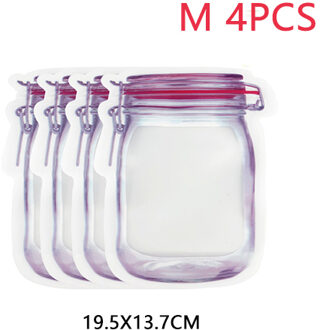 Atucoho 10 Stuks Herbruikbare Mason Fles Noten Candy Cookies Tas Waterdichte Afdichting Verse Voedsel Opbergtas Snacks Zip-Lock Zakken voor Trave M1-4stk