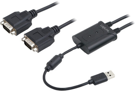 AU0031 kabeladapter/verloopstukje USB 2.0 2xRS-232 Zwart