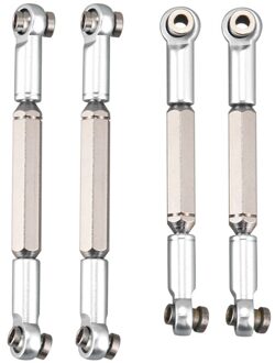 AU04 -4 Stuks Metalen Voor En Achter Zeshoekige Tie Rod Onderdelen Voor C14 C24 Semi Truck Model Auto zilver