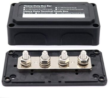 AU04-Dc 48V 300A 4 Terminal Studs Rail Power Distributie Blok Voor Auto Boot (Zwart)