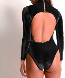 Aubade Fluwelen bodyuit met lange mouwen Zwart - S