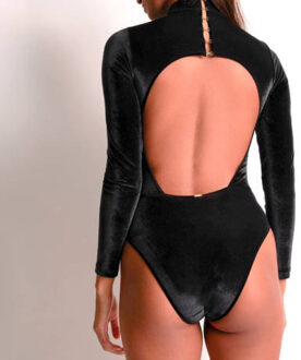 Aubade Fluwelen bodyuit met lange mouwen Zwart