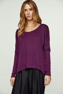 Aubergine gebreide top met vleermuismouwen Paars