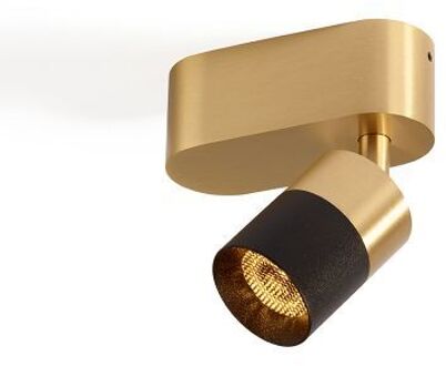 Audette-Duo up Rounded Plafondlamp - 2700K - 23° - Messing base & frame - Zwarte ring - Met Honeycomb Goud