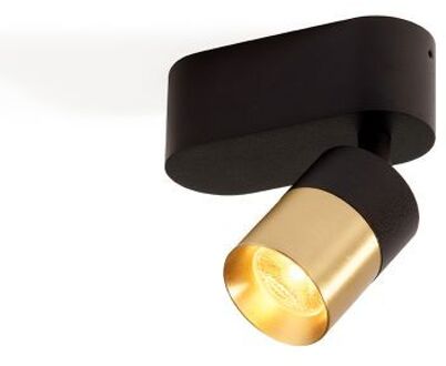 Audette-Duo up Rounded Plafondlamp - 2700K - 23° - Zwarte base & frame - Messing ring - Zonder Honeycomb