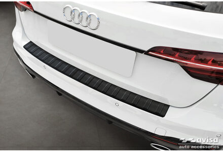 Audi Matzwart RVS Achterbumperprotector passend voor Audi A4 Avant S-Line 2015-2019 & Facelift 2019- AV240367
