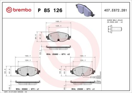 Audi Remblokkenset, schijfrem BREMBO XTRA LINE P85126X