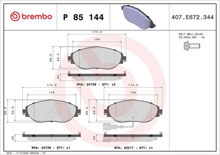 Audi Remblokkenset, schijfrem BREMBO XTRA LINE P85144X