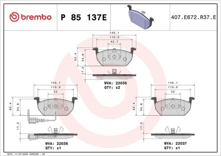 Audi Remblokkenset, schijfrem P85137E