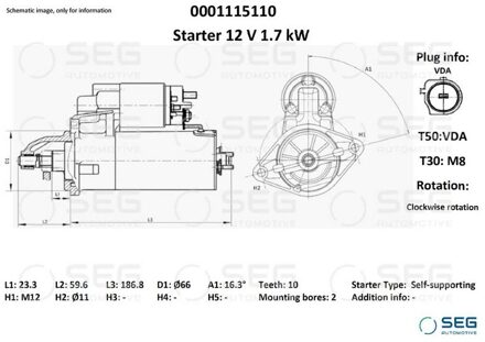 Audi Starter Audi 1.7 kw 0001115110