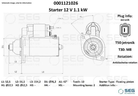 Audi Starter Volkswagen 1.1 kw 0001121026