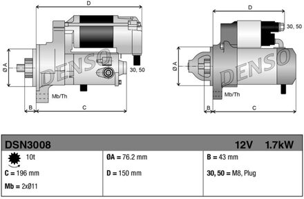 Audi Startmotor / Starter DSN3008