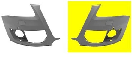 Audi VOORBUMPERBLAD HOEK LINKS met KOPLAMPSPROEIER-GATEN met PDC-GATEN 0380567
