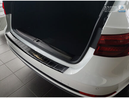 Audi Zwart RVS Achterbumperprotector passend voor Audi A4 B9 Avant 2015- 'Ribs'
