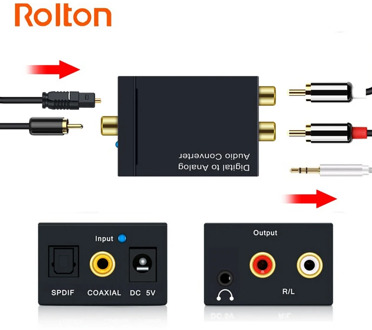 Audio Converter Coaxial Optical Fiber Toslink Digital to Jack 3.5 Analog L/R RCA SPDIF Digital Audio Decoder Stereo Amplifier