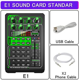 Audio Interface E1 Usb Geluidskaart Audio Microfoon Webcast Live Geluidskaart Externe Usb Bluetooth Functie Voor Telefoon Pc Desktop E1 SOUND CARD
