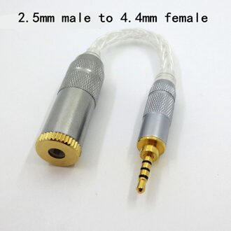 Audio Oortelefoon 8-Core Single Crystal Koper Zilver Evenwichtige Plug 2.5 3.5 4.4 Mm Hifi Adapter Draad Gebruik adapter Converter Plug 2.5mm to 4.4mm
