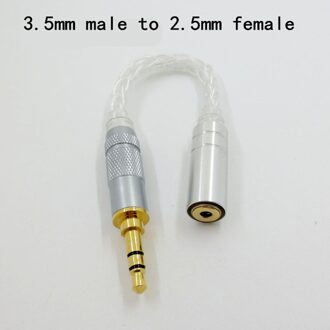 Audio Oortelefoon 8-Core Single Crystal Koper Zilver Evenwichtige Plug 2.5 3.5 4.4 Mm Hifi Adapter Draad Gebruik adapter Converter Plug 3.5mm to 2.5mm