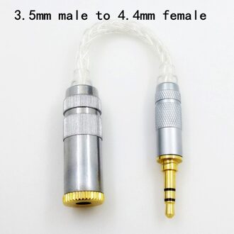 Audio Oortelefoon 8-Core Single Crystal Koper Zilver Evenwichtige Plug 2.5 3.5 4.4 Mm Hifi Adapter Draad Gebruik adapter Converter Plug 3.5mm to 4.4mm