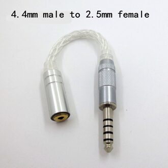 Audio Oortelefoon 8-Core Single Crystal Koper Zilver Evenwichtige Plug 2.5 3.5 4.4 Mm Hifi Adapter Draad Gebruik adapter Converter Plug 4.4mm to 2.5mm