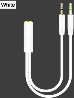 Audio Splitter Headphone Adapter Kabel 3.5Mm Jack Splitter Adapter Aux Kabel Mic Extension Kabels Voor Telefoon Computer Laptop A-wit