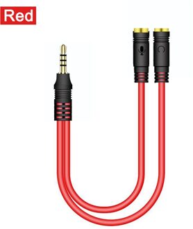 Audio Splitter Headphone Adapter Kabel 3.5Mm Jack Splitter Adapter Aux Kabel Mic Extension Kabels Voor Telefoon Computer Laptop B-rood