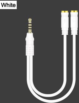 Audio Splitter Headphone Adapter Kabel 3.5Mm Jack Splitter Adapter Aux Kabel Mic Extension Kabels Voor Telefoon Computer Laptop B-wit