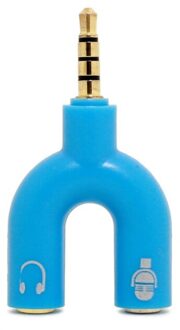 Audio Splitter U Jack Male Naar 2 Vrouwelijke M/F 3.5Mm Stereo Kabel Adapter Voor Oortelefoon Hoofdtelefoon Mobiele telefoon Pc MP3 MP4 Blauw