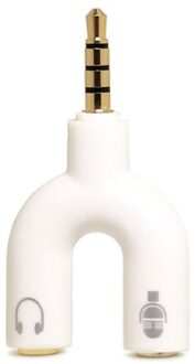 Audio Splitter U Jack Male Naar 2 Vrouwelijke M/F 3.5Mm Stereo Kabel Adapter Voor Oortelefoon Hoofdtelefoon Mobiele telefoon Pc MP3 MP4 wit