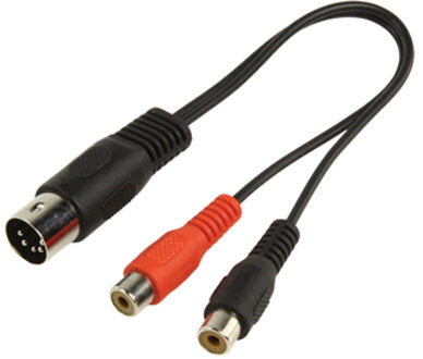 Audio / video kabel 5p DIN steker - 2x tulp kontra steker 0,20 m