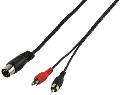 Audio / video kabel 5p DIN steker - 2x tulp steker 1,20 m