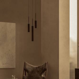 Audo hanglamp Tubulaire, bronskleurig, aluminium, 3-lamps. geanodiseerd brons