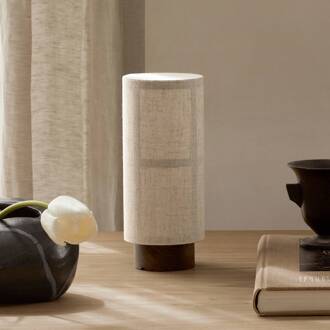 Audo Hashira LED accu-tafellamp, naturel natuurkleuren, donker hout