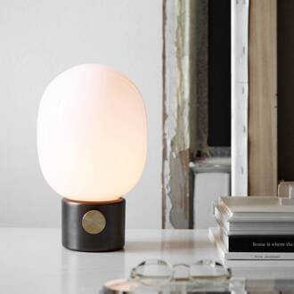 Audo JWDA tafellamp, messing gebruineerd opaalwit, gebruineerd messing