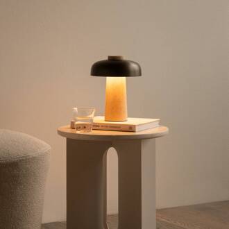 Audo tafellamp, zand/brons, steen, 24,5 cm beige, brons, bruin