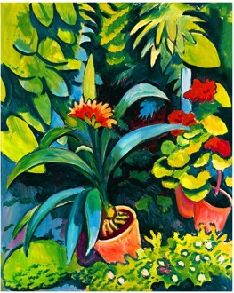 August Macke - Blumen Im Garten Kunstdruk 50x70cm